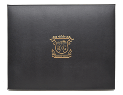 gold foil imprinting on black bonded leather diploma cover