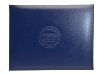 navy blue leatherette award holder with blind debossing