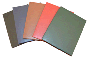 black, green, red, blue and tan bonded leather tent style diploma covers