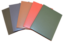 blue, green, black, red, tan bonded leather diploma covers