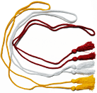 Gold, white and red honor cords